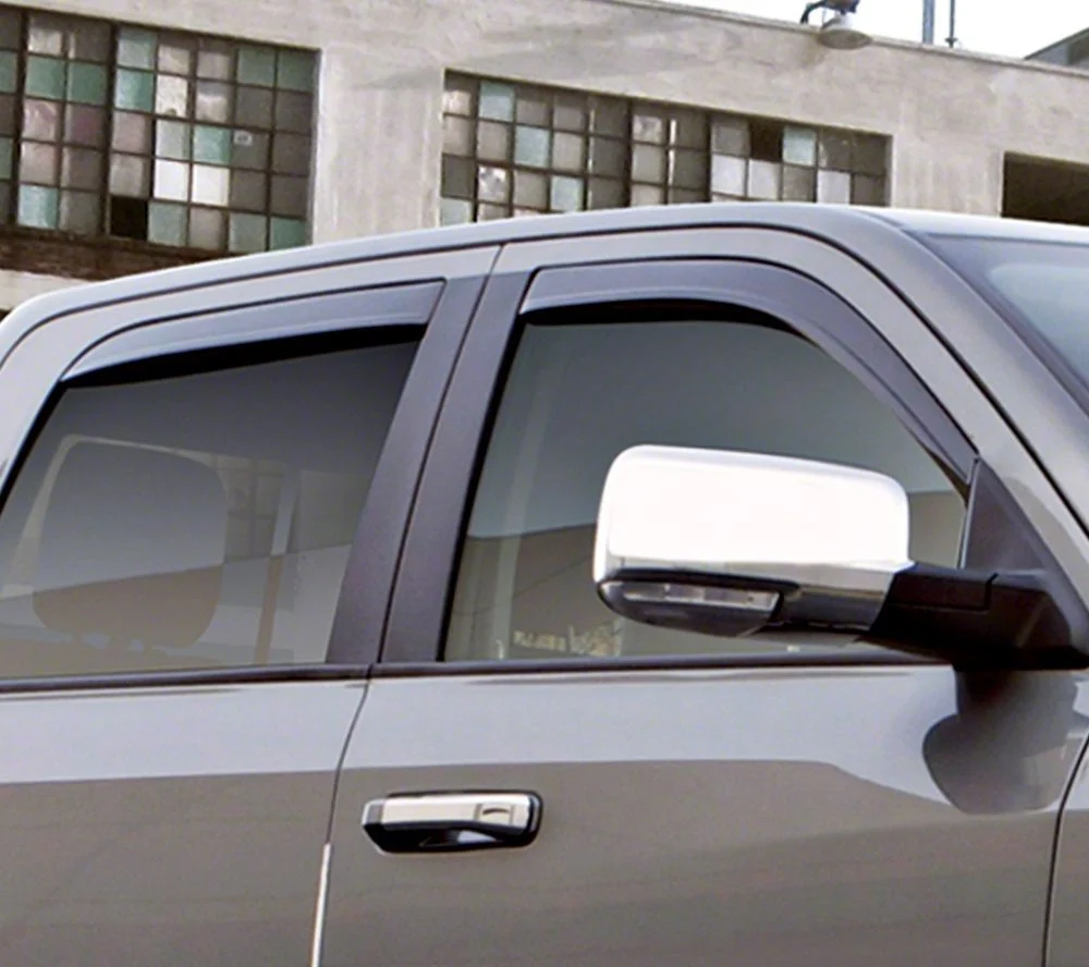 Low Profile Ventvisor Window Deflectors; Front and Rear; Dark Smoke (09-18 RAM 1500 Quad Cab)