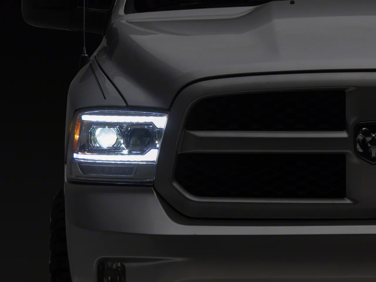 AlphaRex LUXX-Series 5th Gen 2500 G2 Style LED Projector Headlights; Chrome Housing; Clear Lens (09-18 RAM 1500 w/ Factory Halogen Non-Projector Headlights)