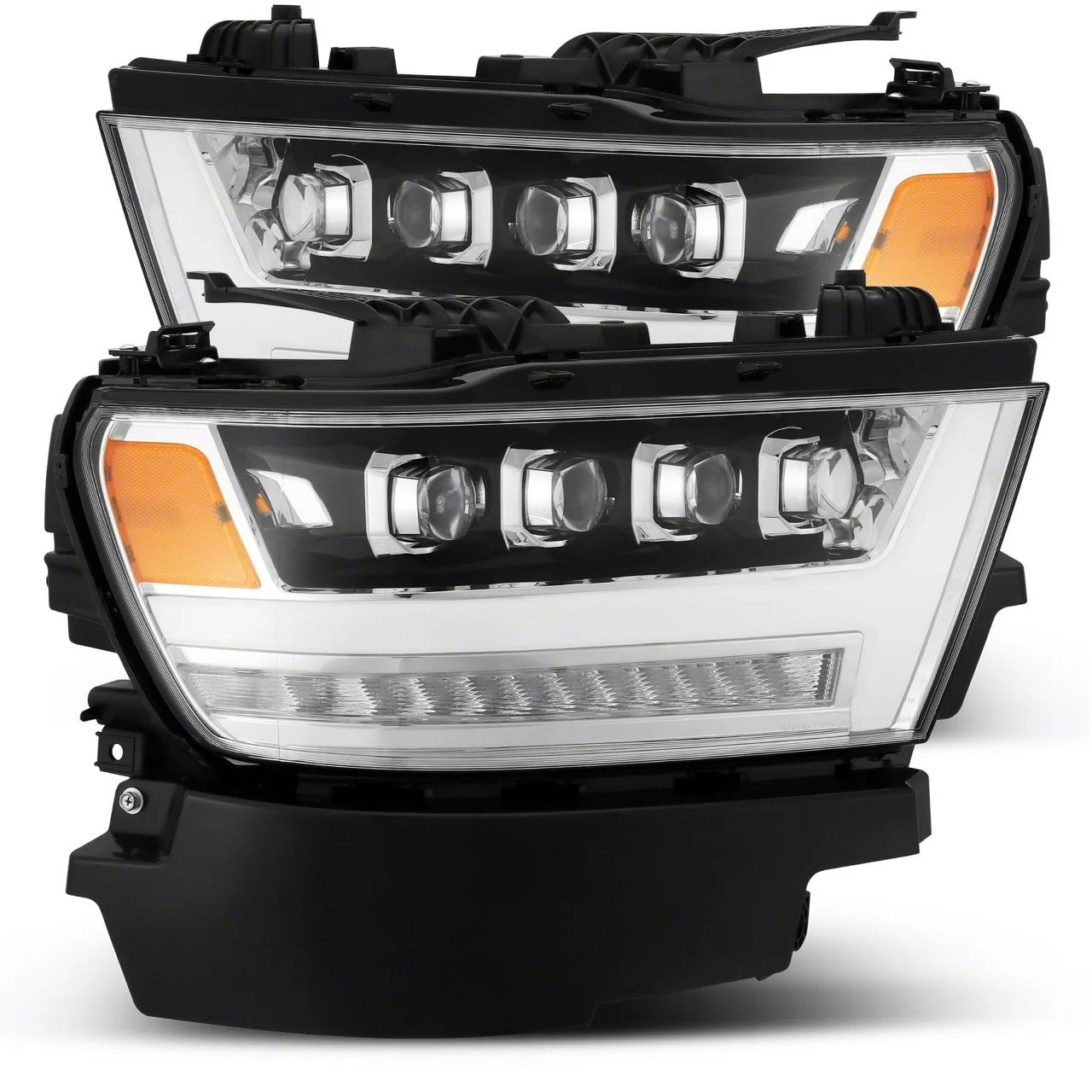 AlphaRex NOVA-Series LED Projector Headlights; Chrome Housing; Clear Lens (19-24 RAM 1500 w/ Factory LED Headlights)