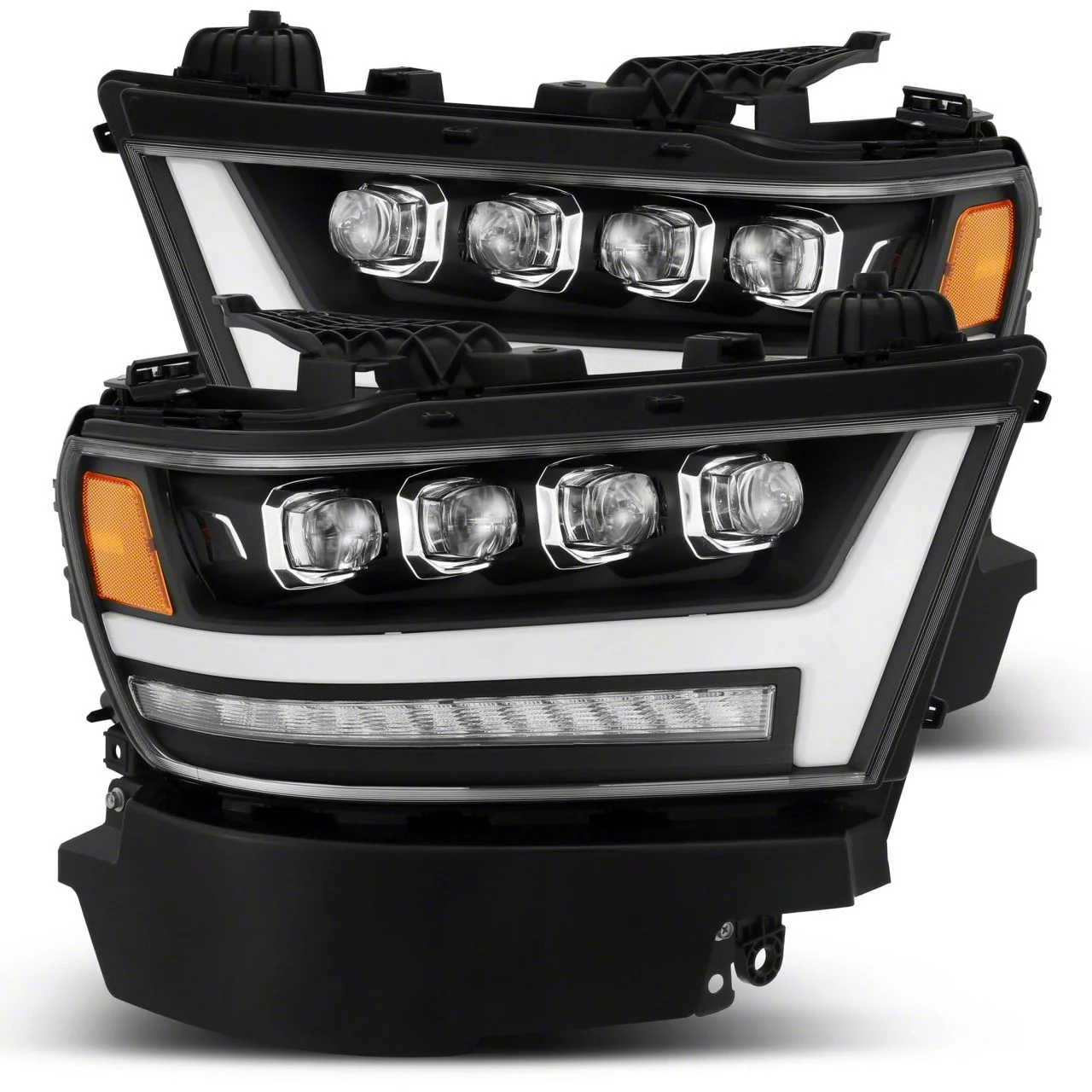 AlphaRex NOVA-Series LED Projector Headlights; Matte Black Housing; Clear Lens (19-24 RAM 1500 w/ Factory LED Headlights)