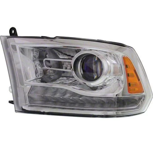 OE Certified Replacement Halogen Headlight; Chrome Housing; Clear Lens; Driver Side (13-15 RAM 1500 w/ Factory Halogen Projector Headlights)