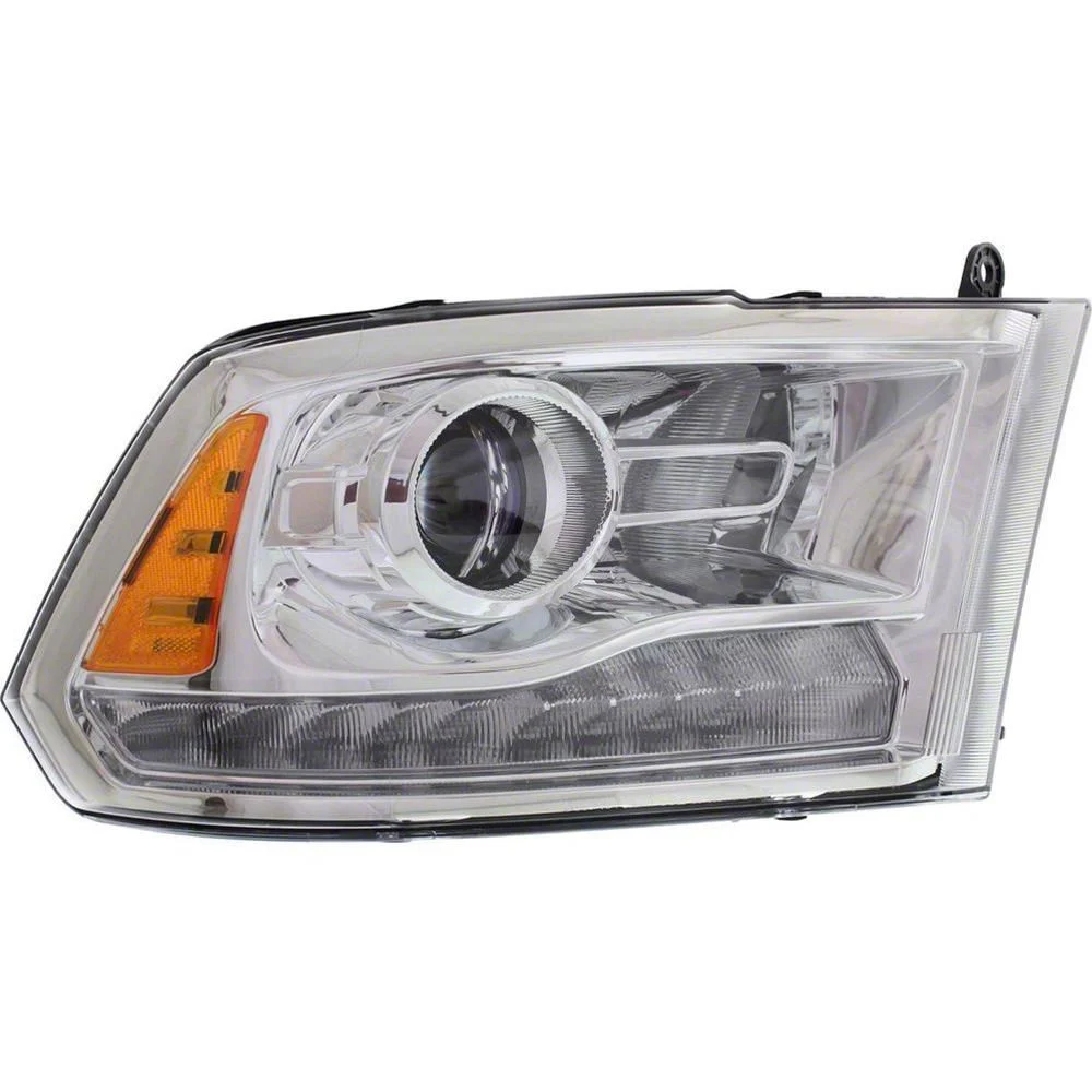 OE Certified Replacement Halogen Headlight; Chrome Housing; Clear Lens; Passenger Side (13-15 RAM 1500 w/ Factory Halogen Projector Headlights)