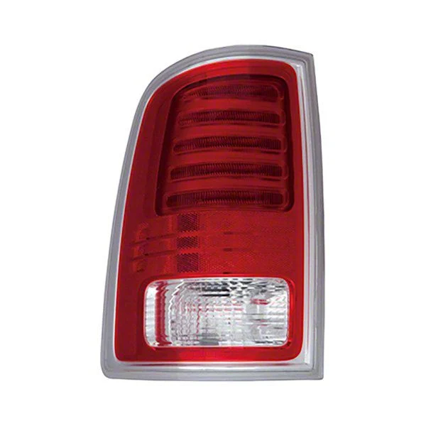 OE Certified Replacement Tail Light; Chrome Housing; Red/Clear Lens; Driver Side (13-18 RAM 1500 w/ Factory Halogen Tail Lights)
