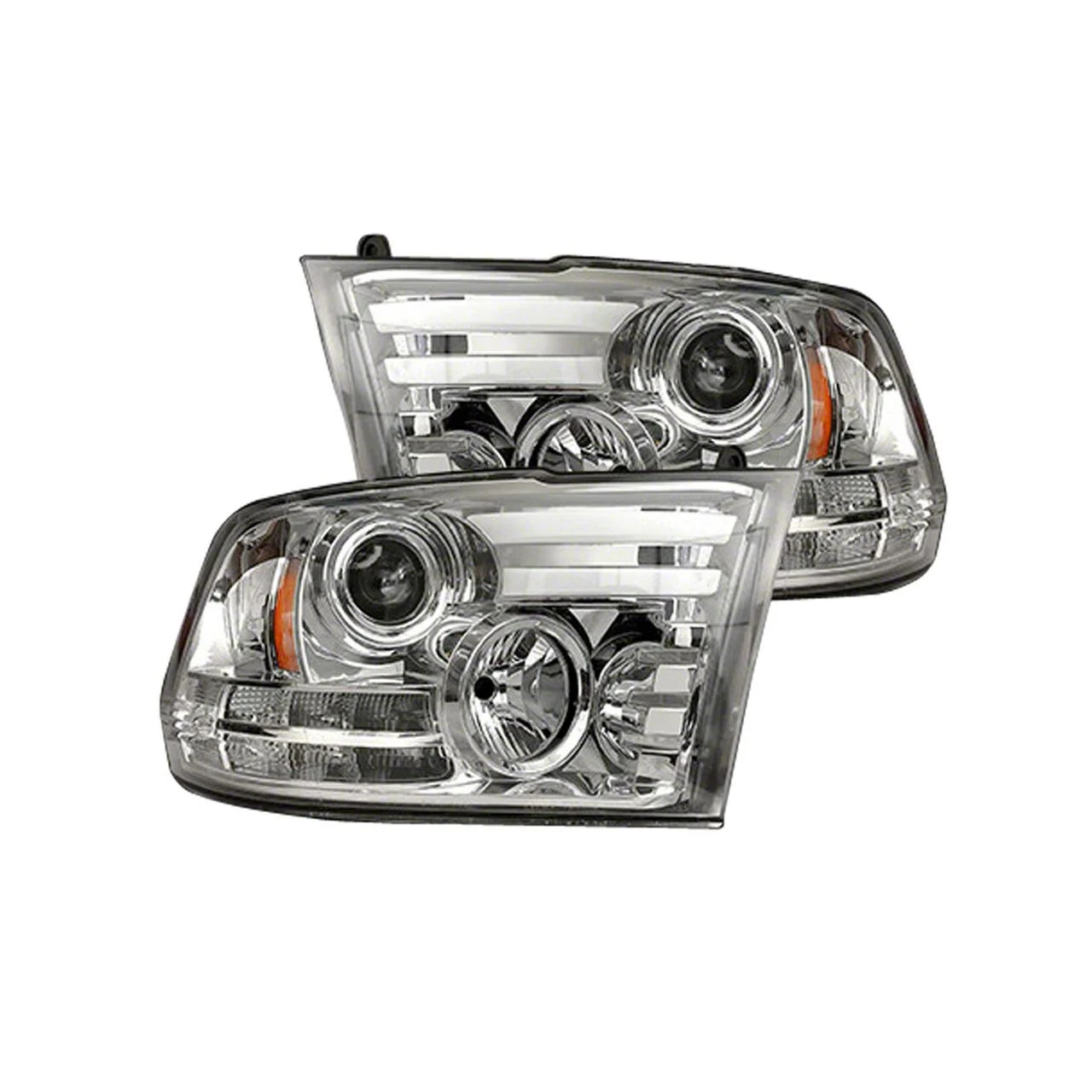 OLED DRL Projector Headlights; Chrome Housing; Clear Lens (13-18 RAM 1500 w/ Factory Halogen Non-Projector Headlights)