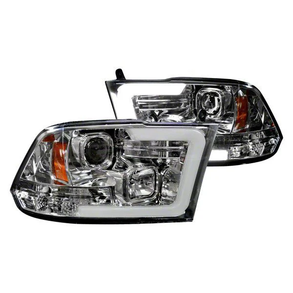 OLED Halo DRL Projector Headlights; Chrome Housing; Clear Lens (09-18 RAM 1500 w/ Factory Halogen Non-Projector Headlights)