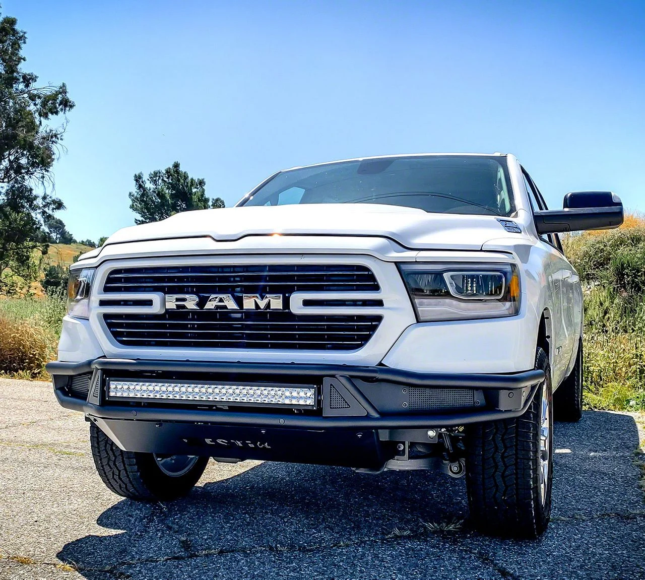 Westin Outlaw Front Bumper; Textured Black (19-24 RAM 1500, Excluding Rebel & TRX)