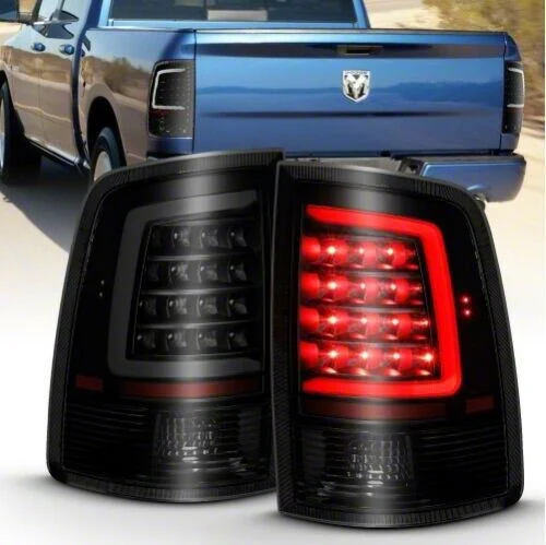 Plank Style LED Tail Lights; Black Housing; Smoked Lens (09-18 RAM 1500 w/ Factory Halogen Tail Lights)