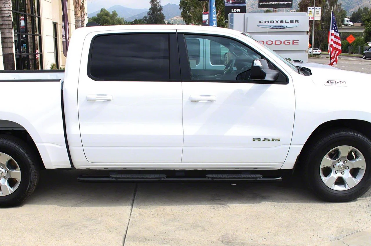 Pro Traxx 4-Inch Oval Side Step Bars; Black (19-26 RAM 1500 Quad Cab)