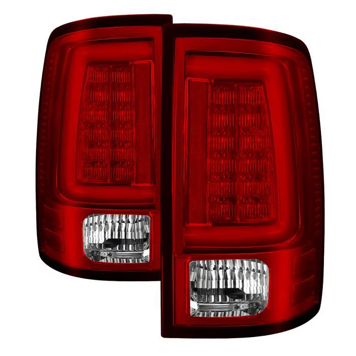 LED Tail Lights; Chrome Housing; Red/Clear Lens (13-18 RAM 1500 w/ Factory LED Tail Lights)