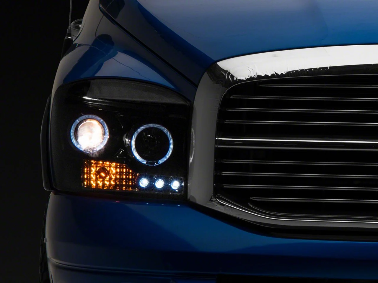 Halo Projector Headlights; Gloss Black Housing; Smoked Lens (06-08 RAM 1500)