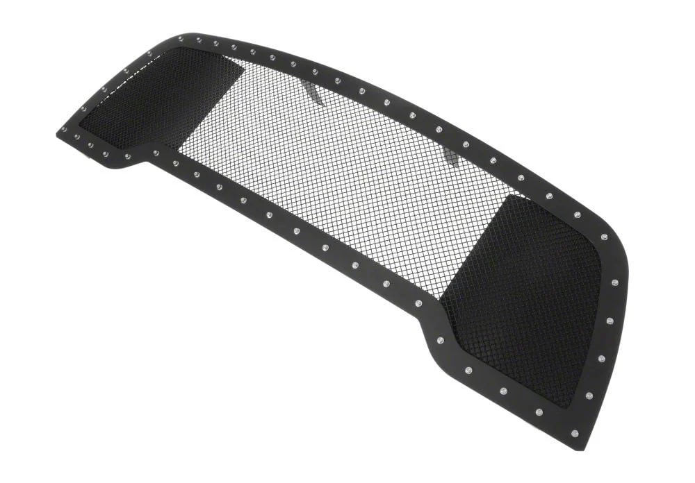 Stainless Steel Rivet Upper Grille Insert; Black (15-18 RAM 1500 Rebel)