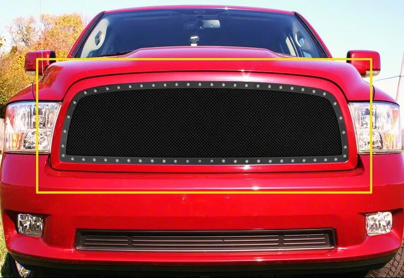 Stainless Steel Rivet Upper Grille Overlay; Black (09-12 RAM 1500)