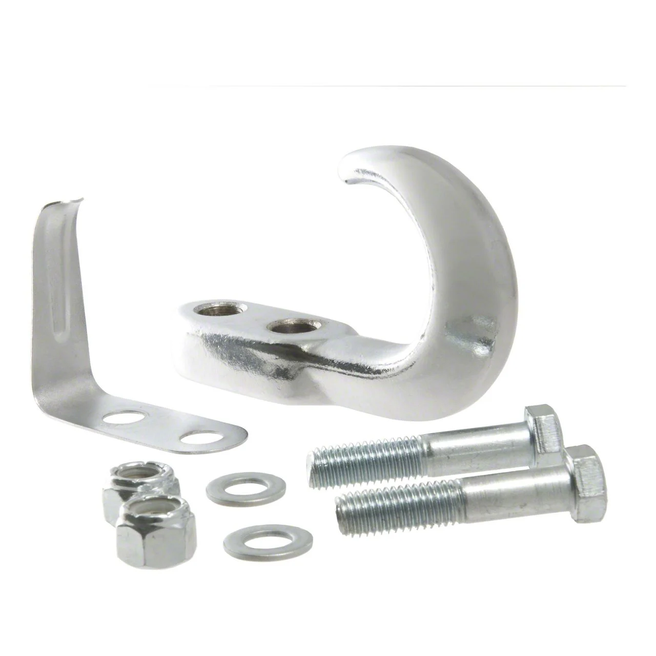 Tow Hook with Hardware; Chrome (Universal; Some Adaptation May Be Required)