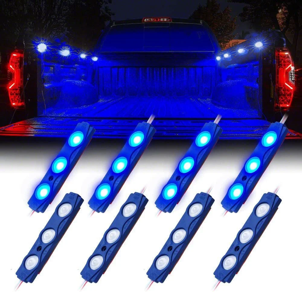 8-LED Rock Light Pod Truck Bed Lighting Kit; Blue (Universal; Some Adaptation May Be Required)