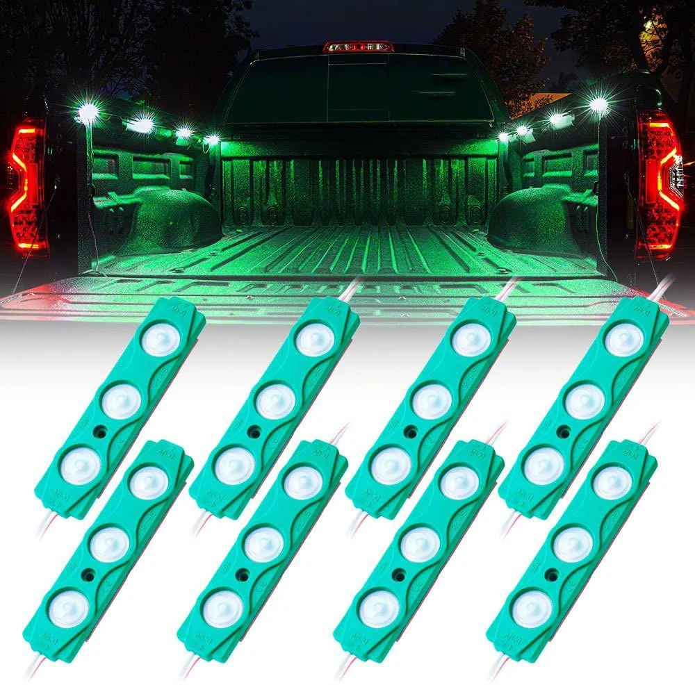 8-LED Rock Light Pod Truck Bed Lighting Kit; Green (Universal; Some Adaptation May Be Required)