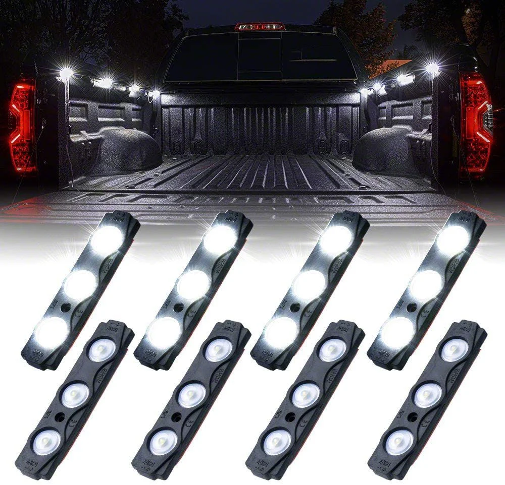 8-LED Rock Light Pod Truck Bed Lighting Kit; White (Universal; Some Adaptation May Be Required)