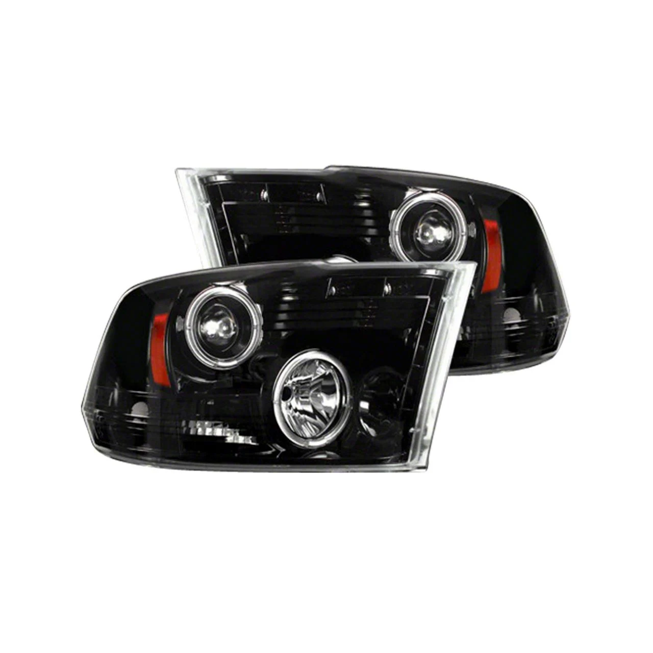 CCFL Halo DRL Projector Headlights; Black Housing; Smoked Lens (10-18 RAM 2500 w/ Factory Halogen Non-Projector Headlights)