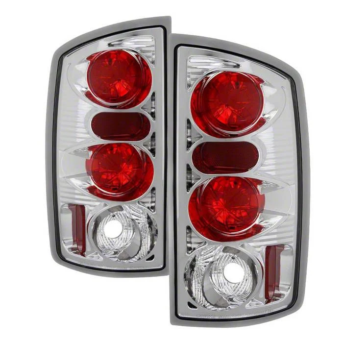 Euro Style Tail Lights; Chrome Housing; Clear Lens (03-06 RAM 2500)