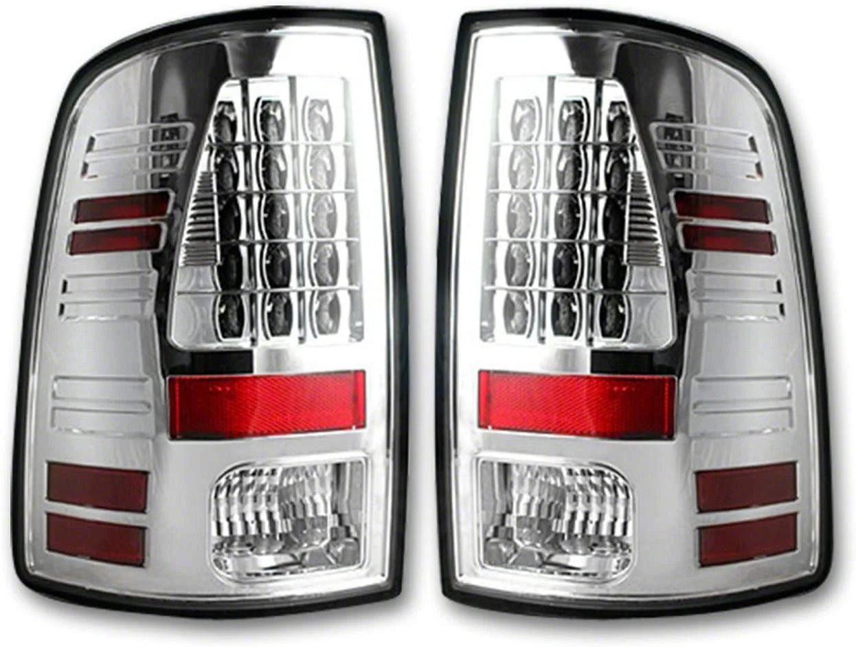 LED Tail Lights; Chrome Housing; Clear Lens (14-18 RAM 2500 w/ Factory LED Tail Lights)