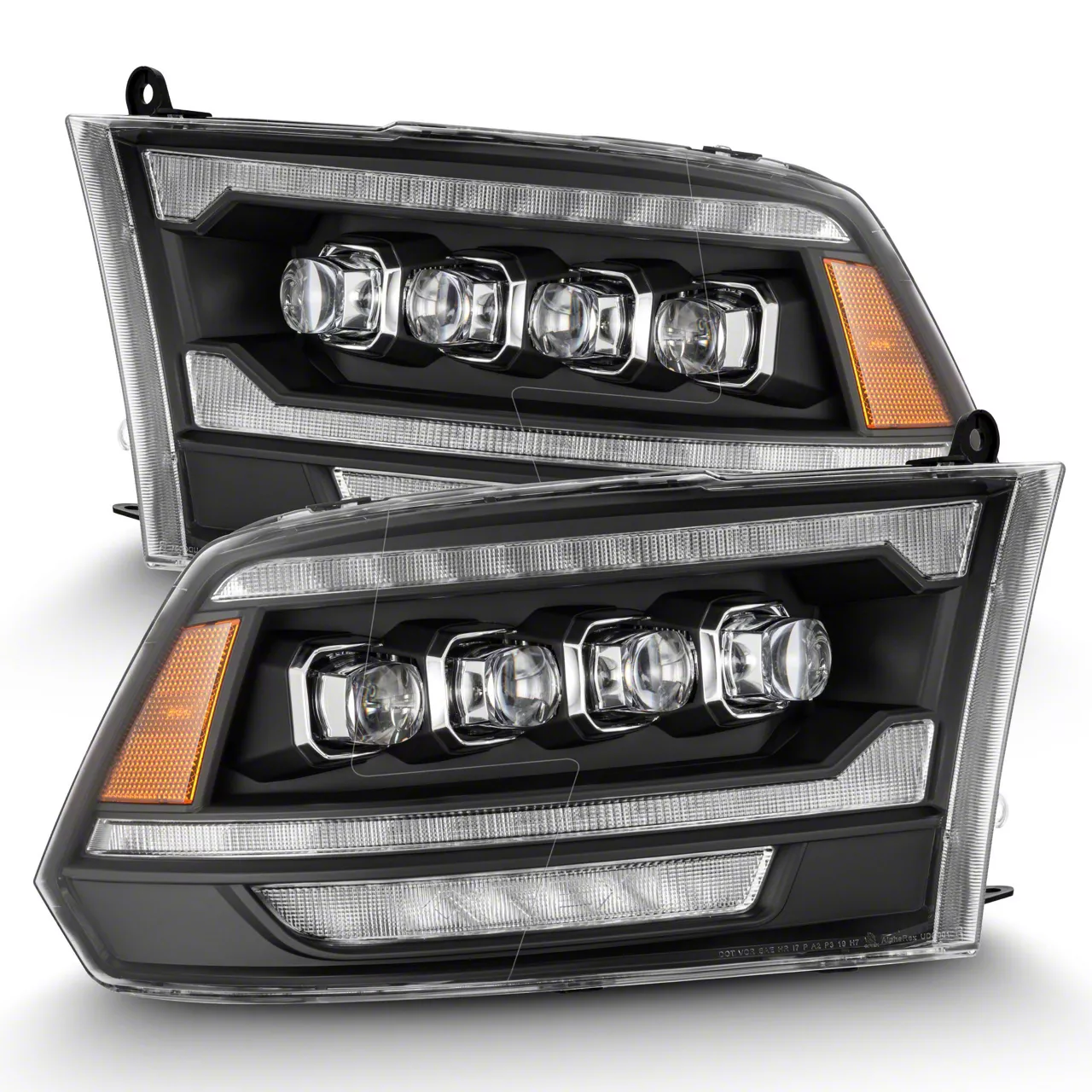 AlphaRex NOVA-Series 5th Gen 2500 G2 Style LED Projector Headlights; Black Housing; Clear Lens (13-18 RAM 2500 w/ Factory Projector Headlights)