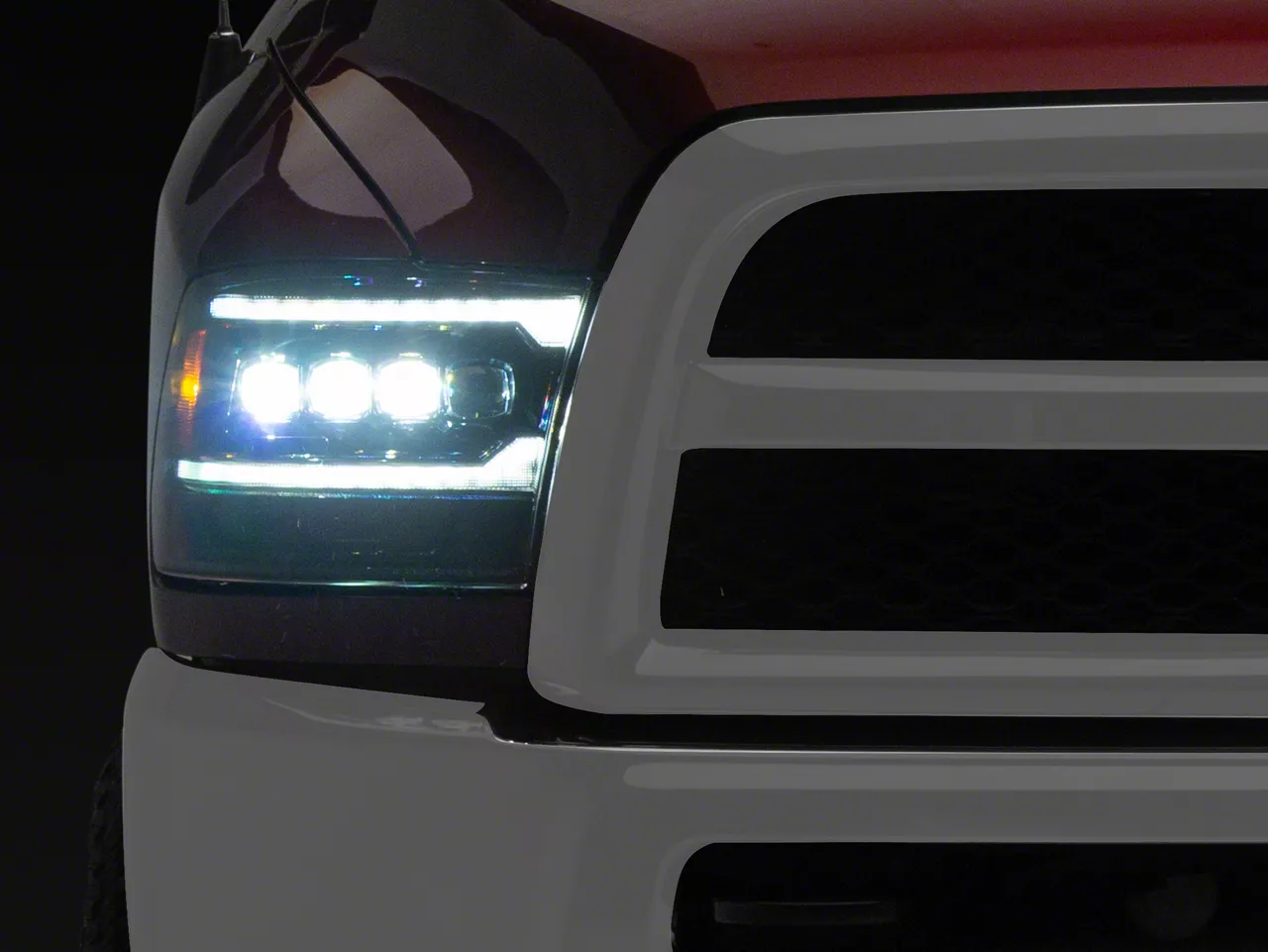 AlphaRex NOVA-Series 5th Gen 2500 G2 Style LED Projector Headlights; Alpha Black Housing; Clear Lens (13-18 RAM 2500 w/ Factory Projector Headlights)