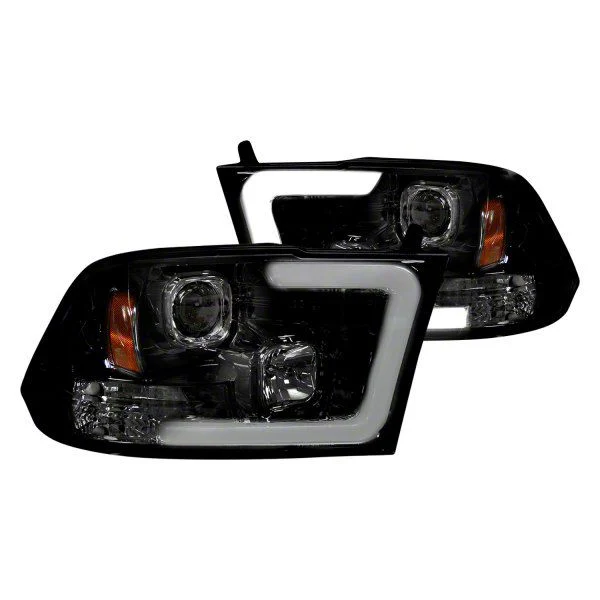 OLED Halo DRL Projector Headlights; Black Housing; Smoked Lens (10-18 RAM 2500 w/ Factory Halogen Non-Projector Headlights)