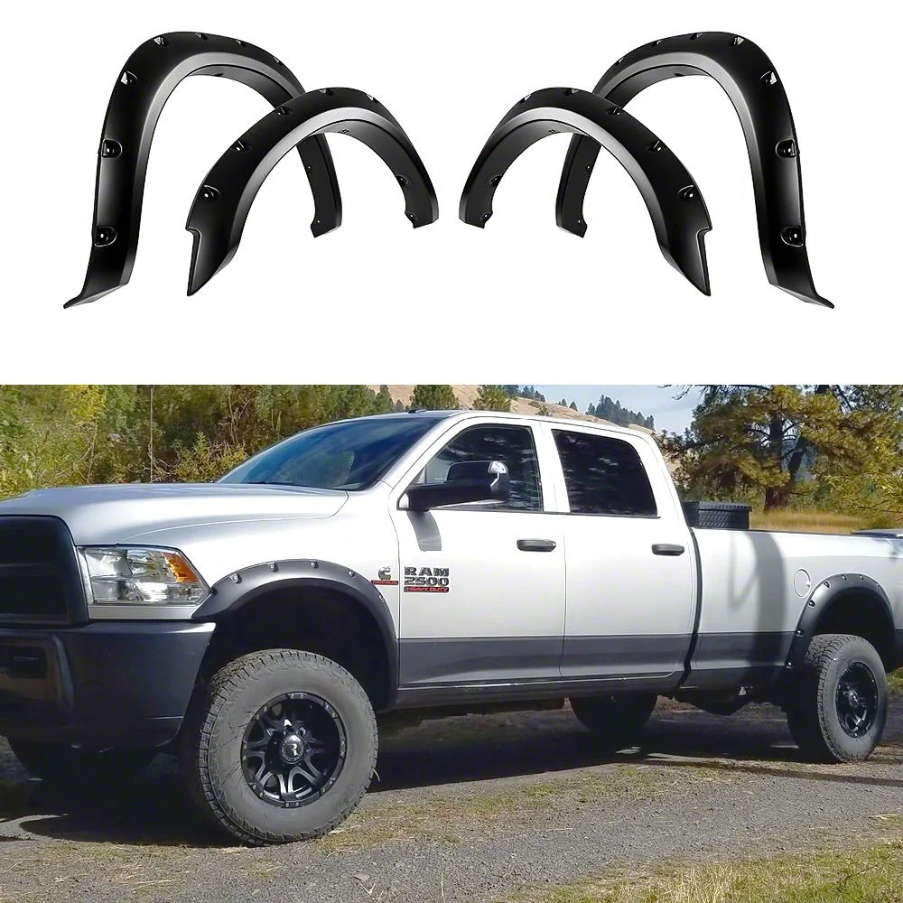 Pocket Dimple Style Fender Flares; Smooth Black (10-18 RAM 2500)