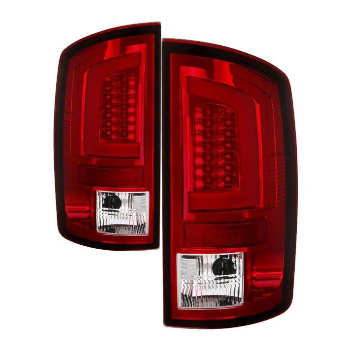 Version 3 Light Bar LED Tail Lights; Chrome Housing; Red/Clear Lens (07-09 RAM 2500)