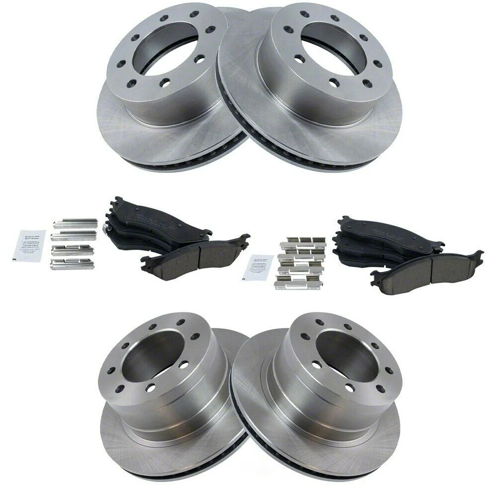 Ceramic 8-Lug Brake Rotor and Pad Kit; Front and Rear (03-08 RAM 3500)
