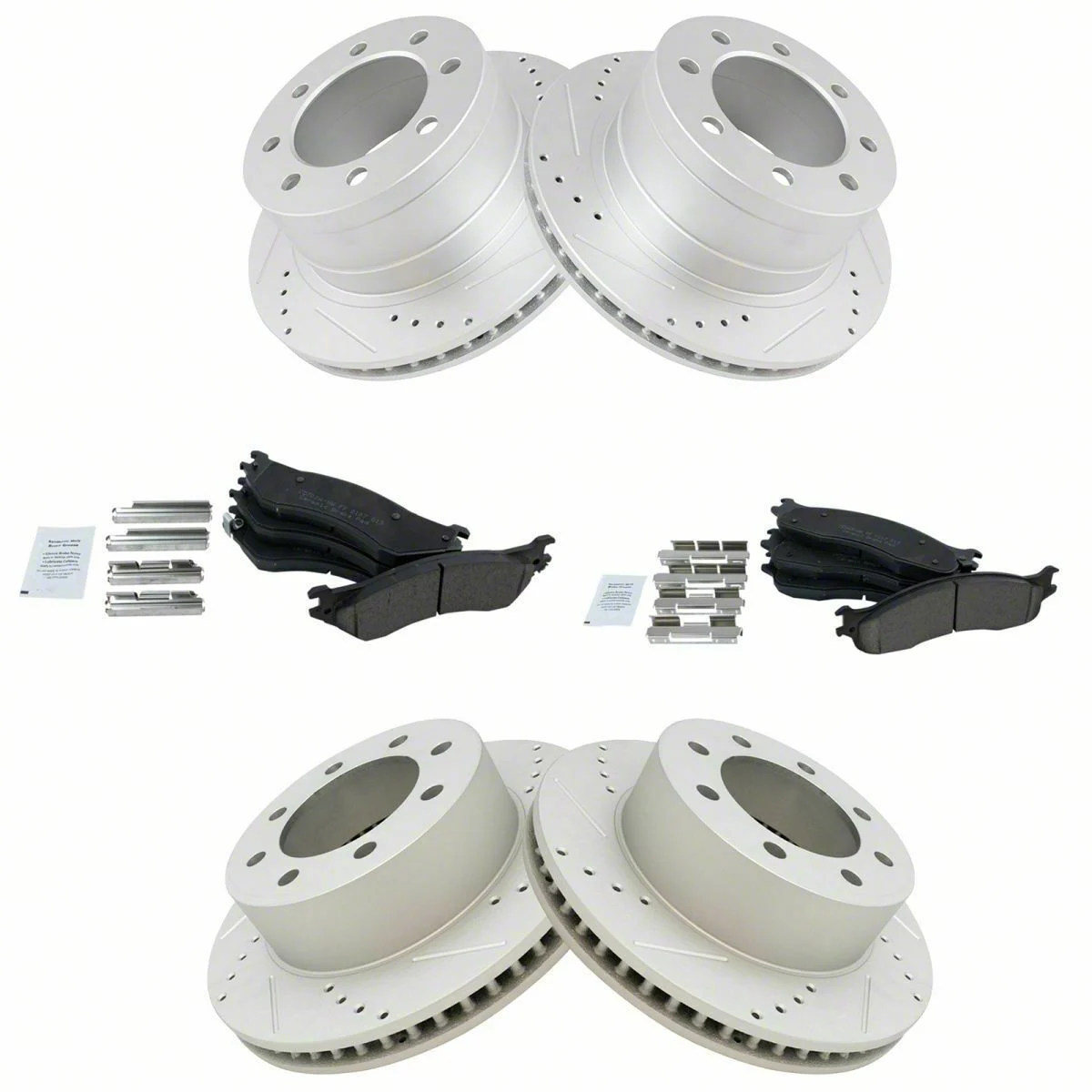 Ceramic Performance 8-Lug Brake Rotor and Pad Kit; Front and Rear (03-08 RAM 3500)