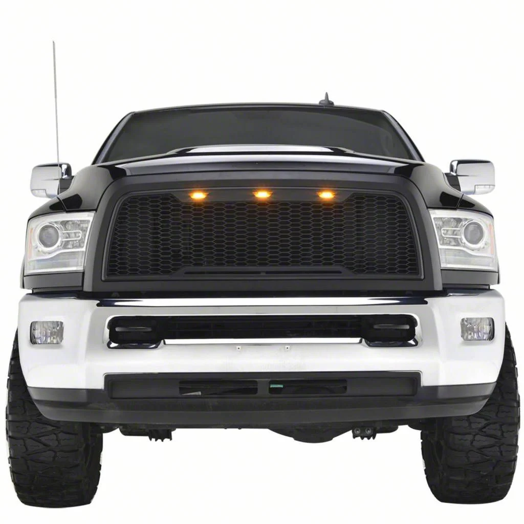 Impulse Upper Replacement Grille with Amber LED Lights; Matte Black (10-12 RAM 3500)