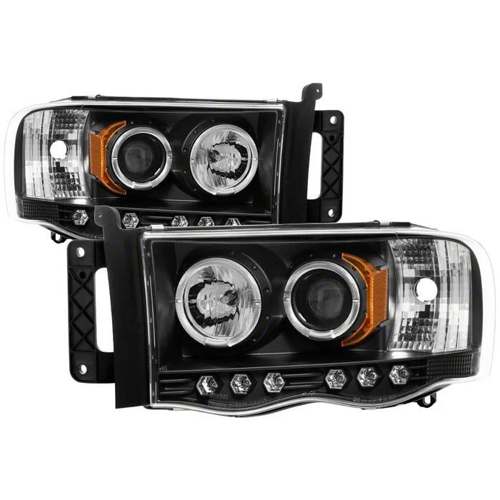 LED Halo Projector Headlights; Black Housing; Clear Lens (03-05 RAM 3500)