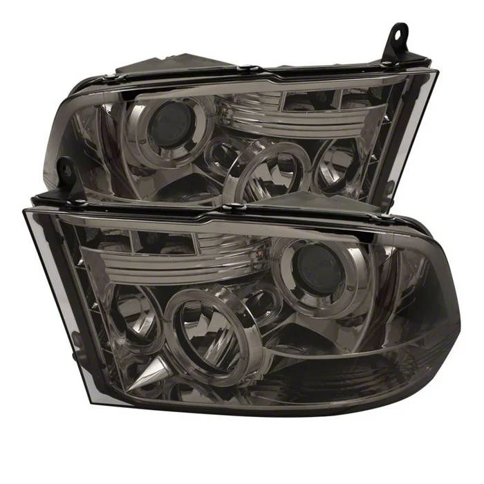 LED Halo Projector Headlights; Chrome Housing; Smoked Lens (10-18 RAM 3500 w/ Factory Halogen Non-Projector Headlights)