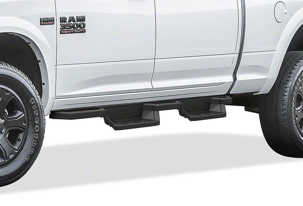Square Tube Drop Style Nerf Side Step Bars; Matte Black (10-26 RAM 3500 Crew Cab)