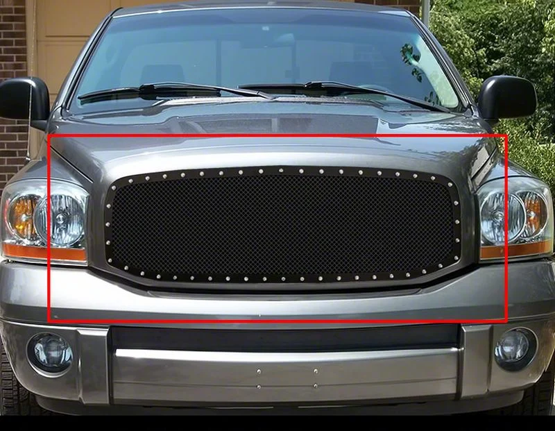Stainless Steel Rivet Upper Grille Insert; Black (06-09 RAM 3500)