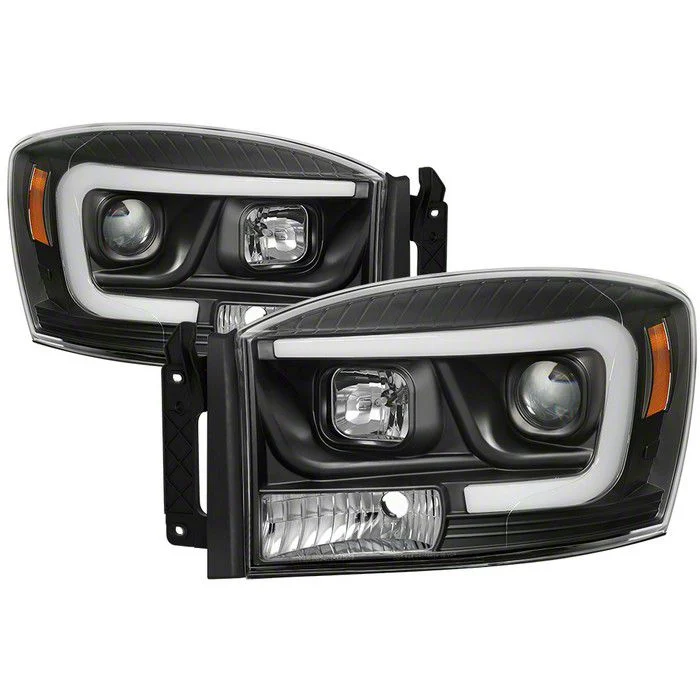 Version 2 Light Bar DRL Projector Headlights; Black Housing; Clear Lens (06-09 RAM 3500)