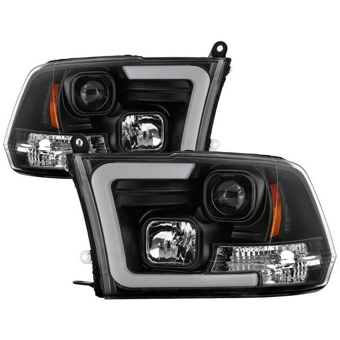Version 2 Switchback Light Bar Projector Headlights; Black Housing; Clear Lens (10-18 RAM 3500 w/ Factory Halogen Non-Projector Headlights)