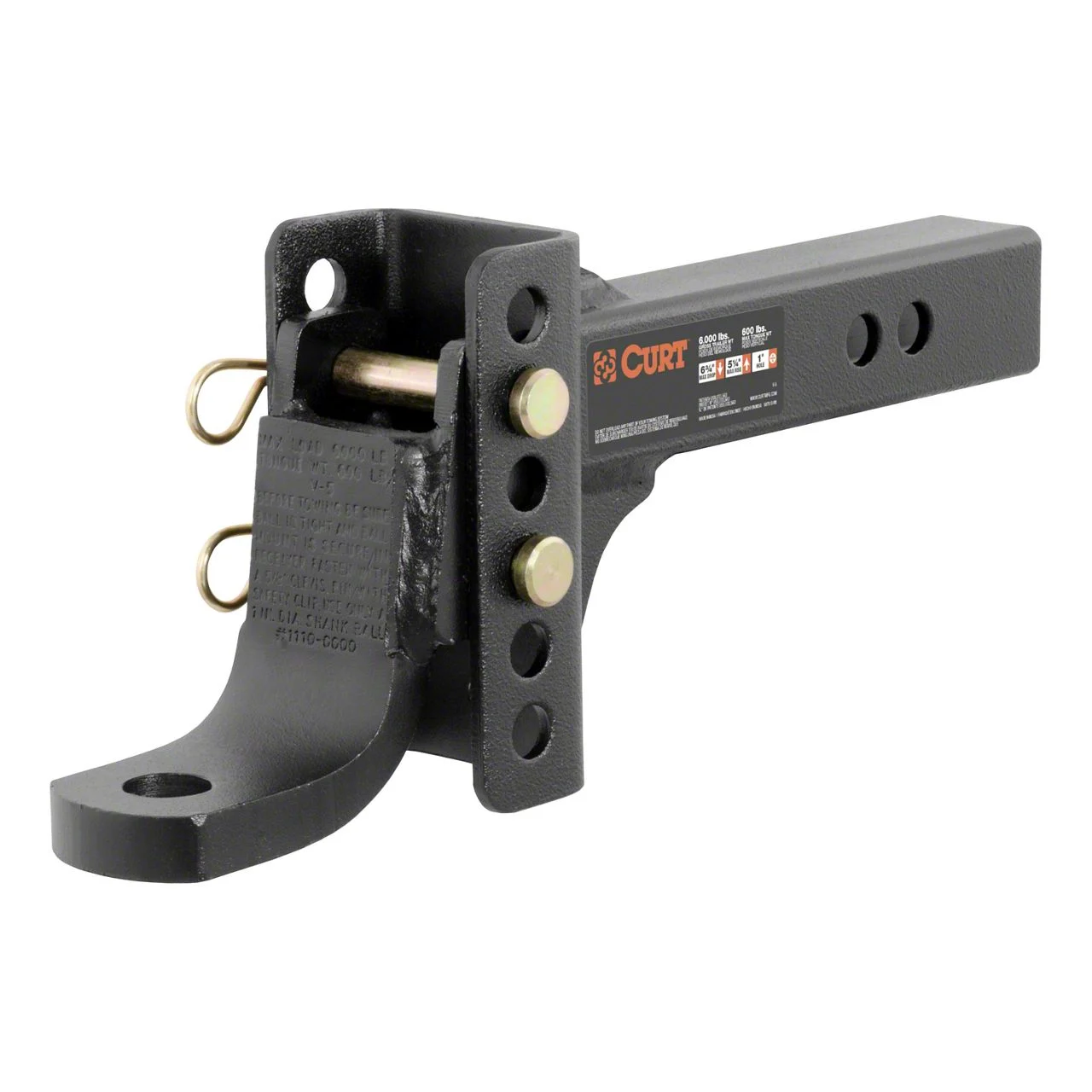 2-Inch Receiver Hitch Adjustable Channel Ball Mount; 6-3/4-Inch Drop (Universal; Some Adaptation May Be Required)
