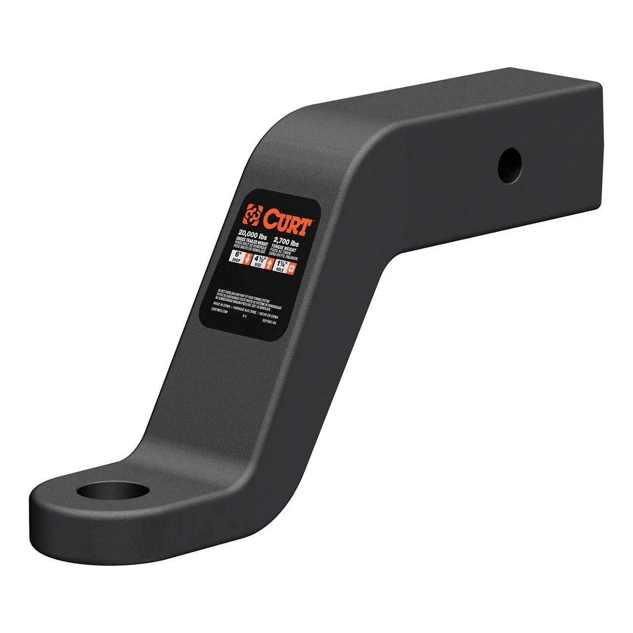 2.50-Inch Receiver Hitch Commerical Duty Forged Ball Mount; 6-Inch Drop (Universal; Some Adaptation May Be Required)
