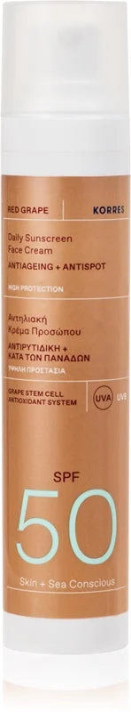 Korres Red Grape crema abbronzante protettiva per il viso SPF 50 50 ml