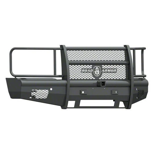 Road Armor Vaquero Non-Winch Front Bumper with Full Guard and 2-Inch Receiver Hitch; Textured Black (15-19 Silverado 2500 HD)