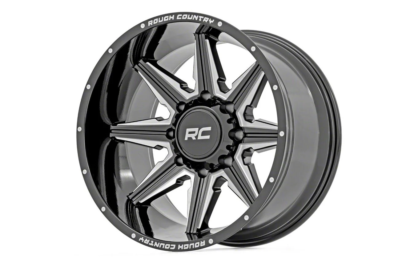 Rough Country 91 Series Gloss Black Milled 6-Lug Wheel; 20x12; -44mm Offset (15-20 Yukon)