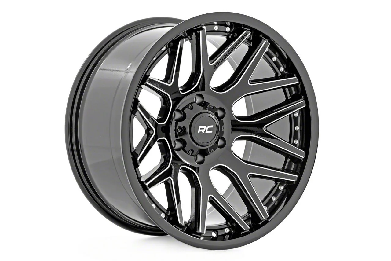 Rough Country 95 Series Gloss Black Machined 6-Lug Wheel; 22x10; -25mm Offset (15-20 Yukon)