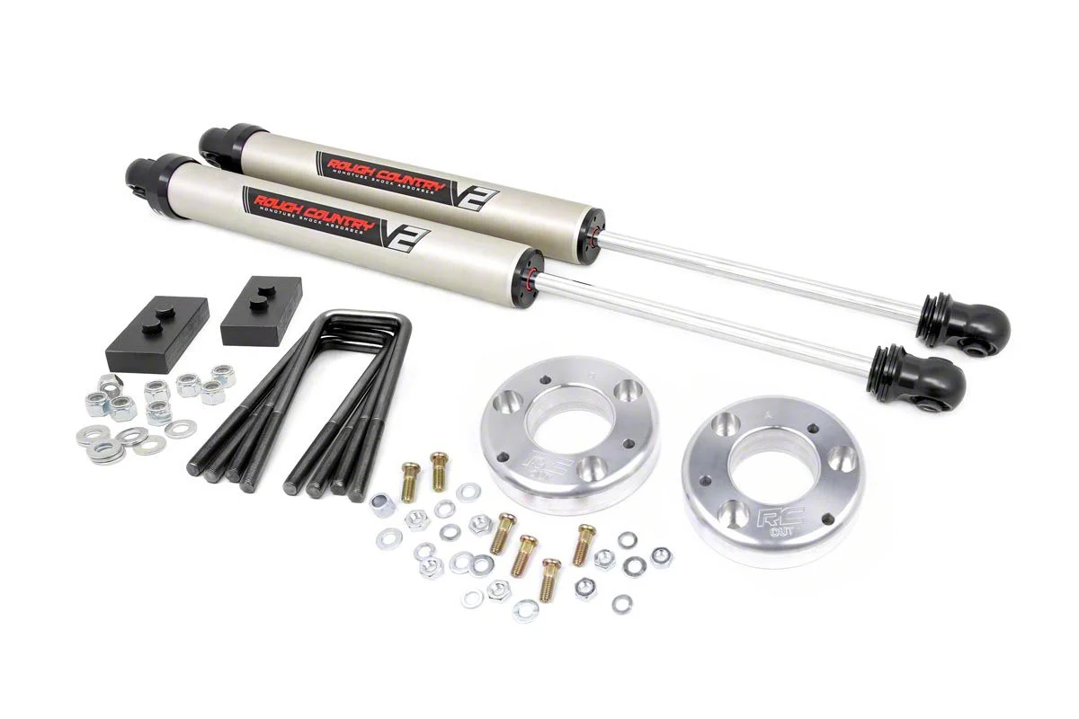 Rough Country 2-Inch Front Leveling Kit with V2 Monotube Shocks (09-13 4WD F-150, Excluding Raptor)