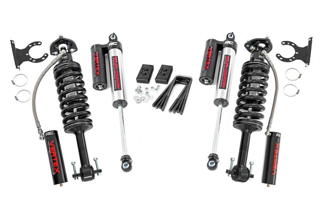 Rough Country Suspension 2-Inch Leveling Lift Kit with Vertex Adjustable Coil-Overs and Vertex Reservoir Shocks (14-20 4WD F-150, Excluding Raptor)