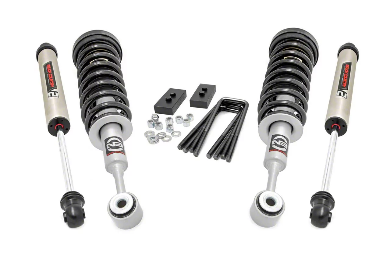 Rough Country Suspension 2.50-Inch Leveling Kit with Lifted Struts and V2 Monotube Shocks (04-08 4WD F-150)