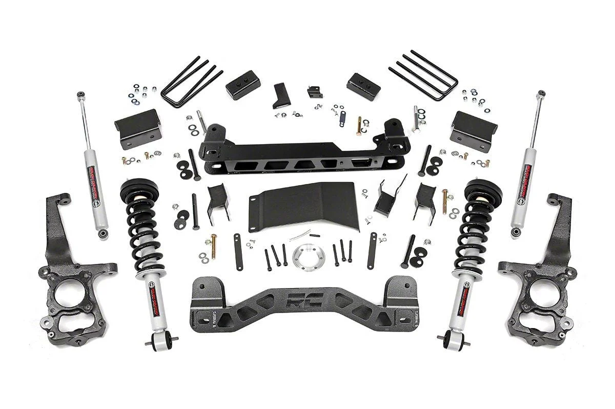 Rough Country Suspension 4-Inch Suspension Lift Kit with Lifted Struts and Premium N3 Shocks (15-20 4WD F-150, Excluding Raptor)
