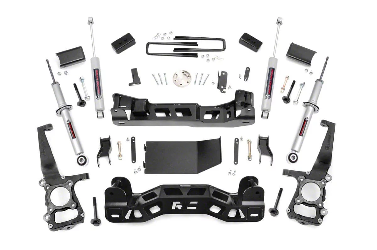 Rough Country Suspension 4-Inch Suspension Lift Kit with Lifted Struts and Premium N3 Shocks (2014 4WD F-150, Excluding Raptor)