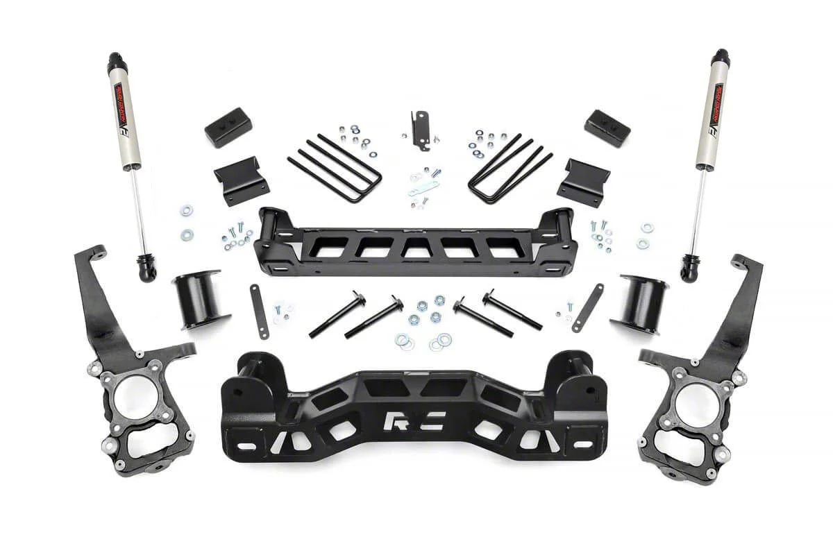 Rough Country 4-Inch Suspension Lift Kit with V2 Monotube Shocks (11-14 2WD F-150)