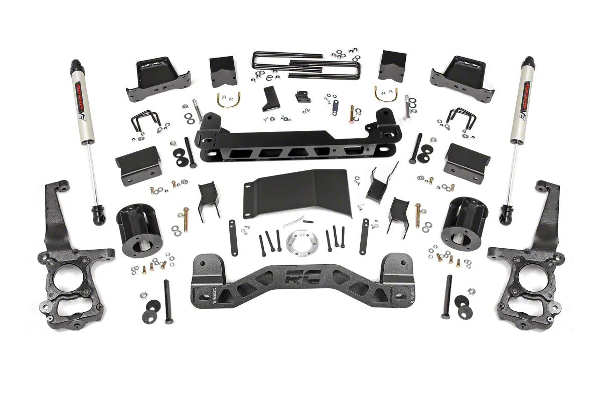 Rough Country 6-Inch Suspension Lift Kit with V2 Monotube Shocks (15-20 4WD F-150 SuperCab, SuperCrew, Excluding Raptor)